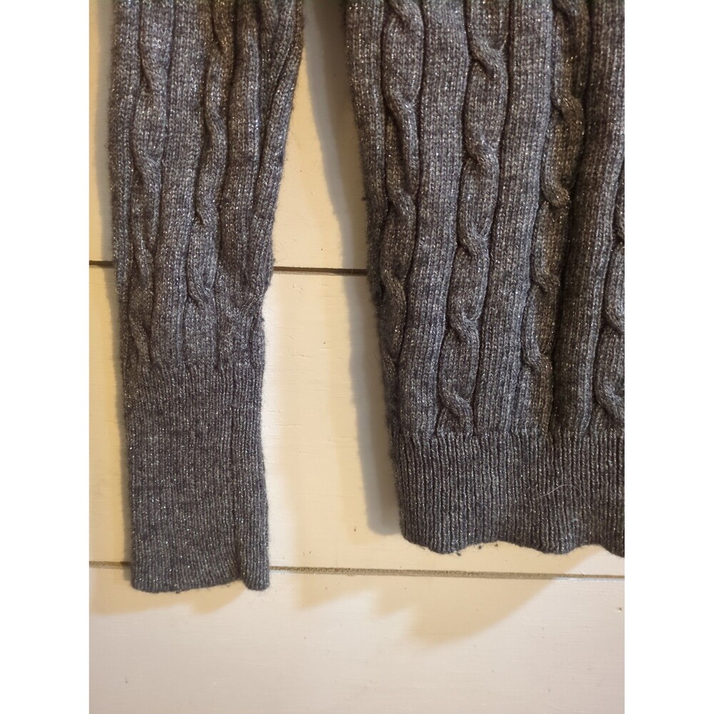 Loft gray sparkle cable knit sweater wool rabbit hair blend medium fall winter - Picture 7 of 7